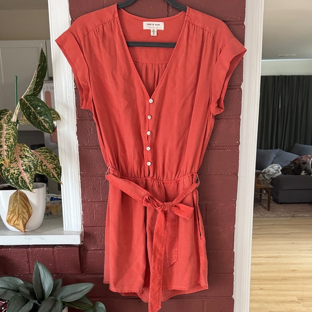 Cloth & Stone x Anthropologie Orange Romper